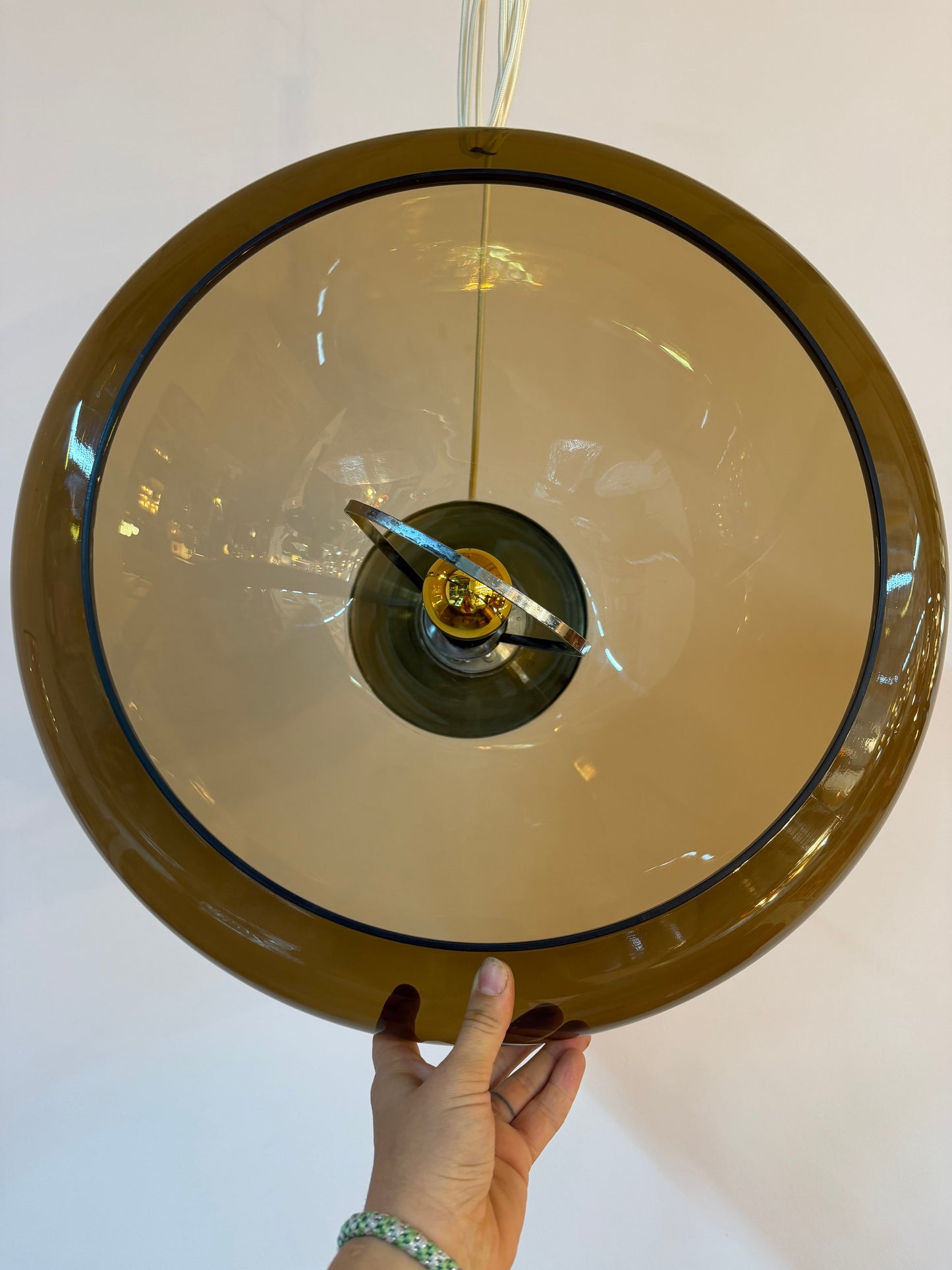 Vintage Hängelampe Space Age Braun-Transparent