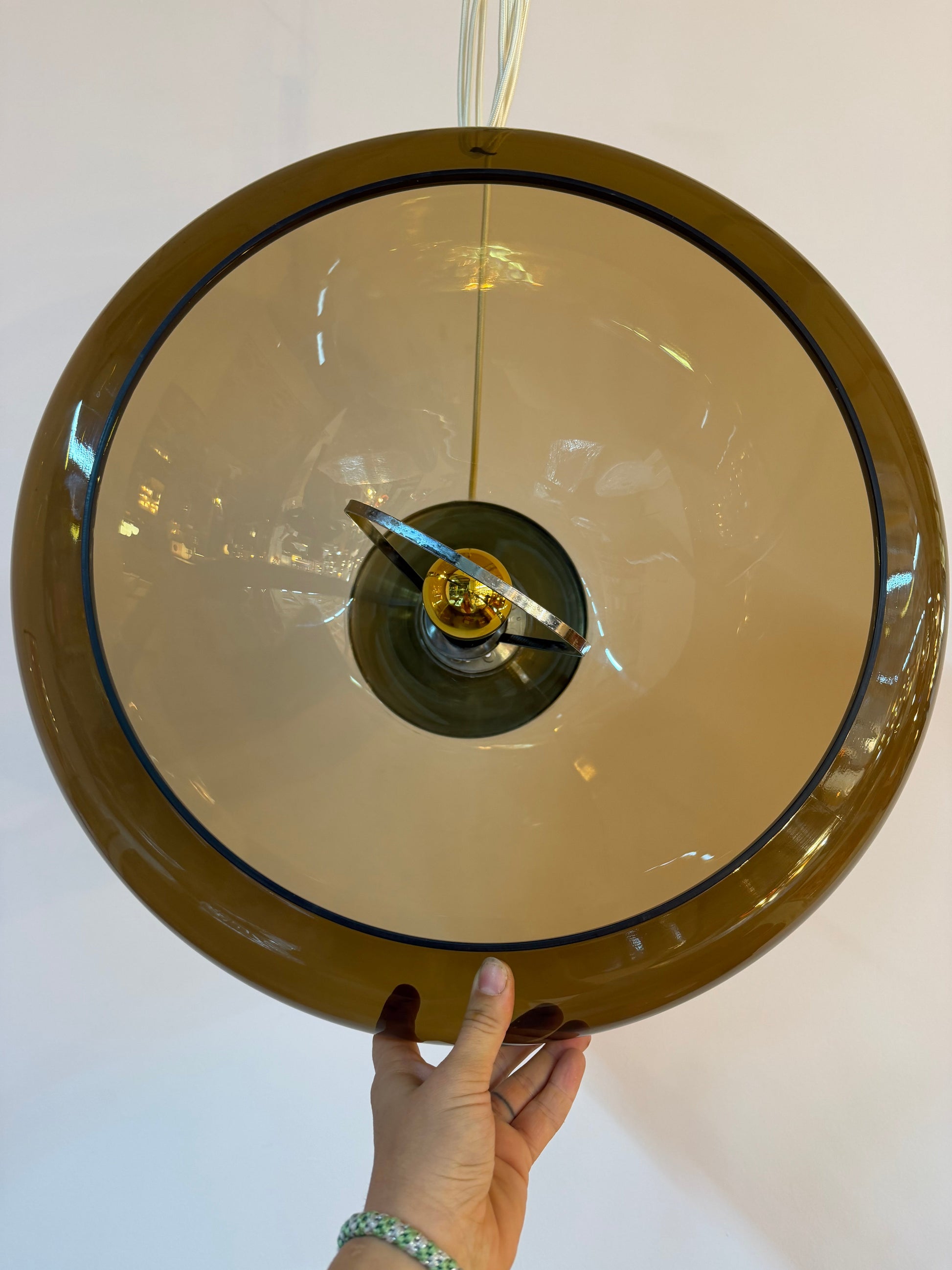 Vintage Hängelampe Space Age Braun-Transparent