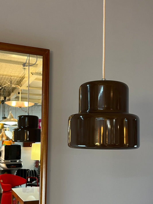 Vintage Hängelampe Poker braun von Jo Hammerborg für Fog & Mørup