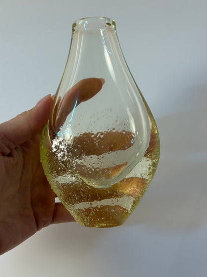 Vintage Vase gelb von Miloslav Klinger für Železný Brod Sklo