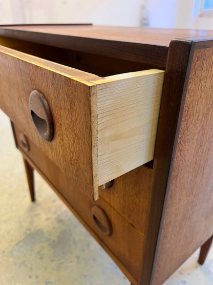 Vintage Kommode Teak aus Dänemark, 3 Schublade, braun refurbished