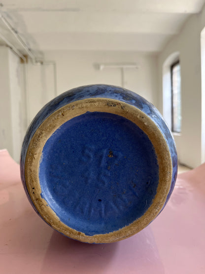 Vintage floor vase 517-45 dark blue by Scheurich West Germany