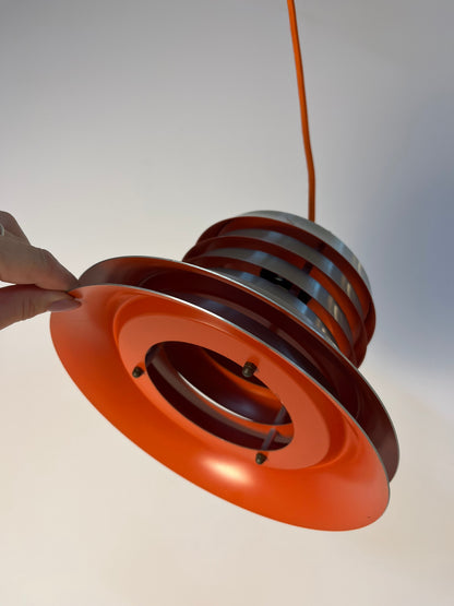 Vintage Lamellenlampe silber-orange von Carl Thore für Granhaga