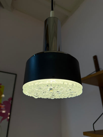 Hängelampe Modell 5024 Strukturglas und Chrom von Staff