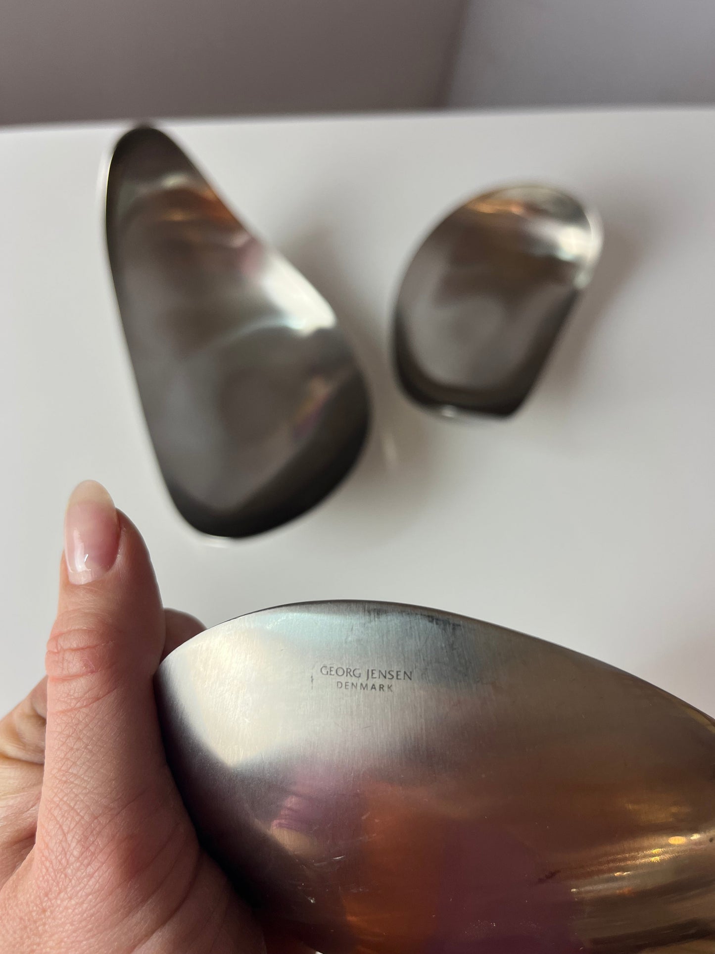 Vintage Servierschale Leaf von Helle Damkjær für Georg Jensen Set von 2