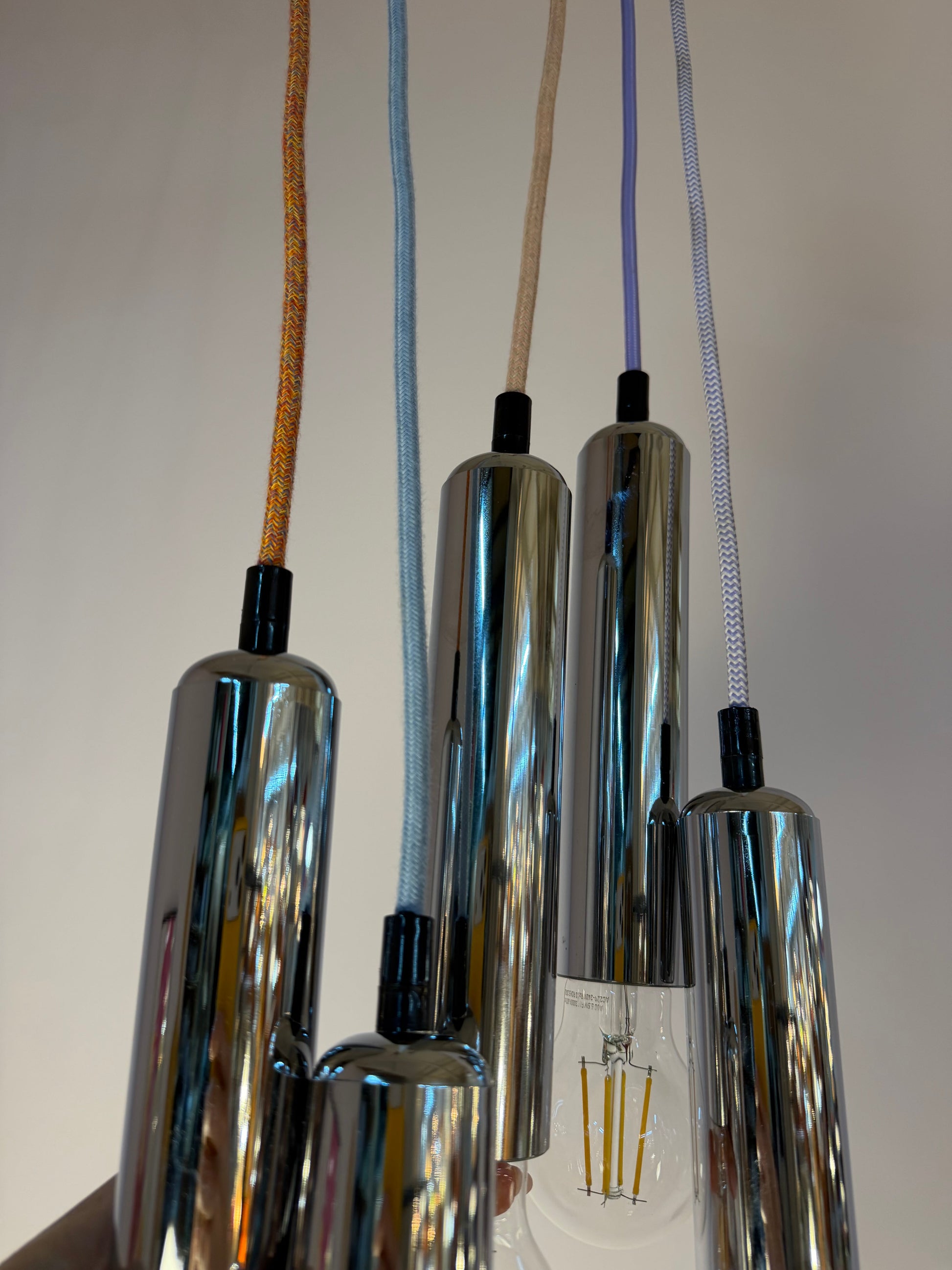 Vintage Hängelampe Chrom von Hustadt Leuchten