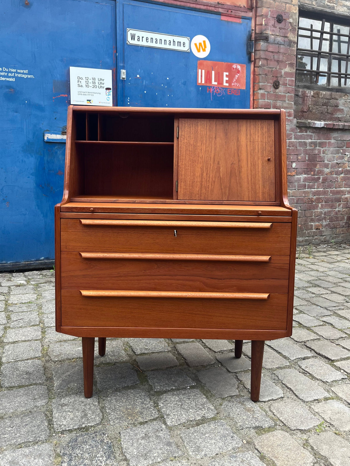 Vintage teak secretary with mirror from Denmark