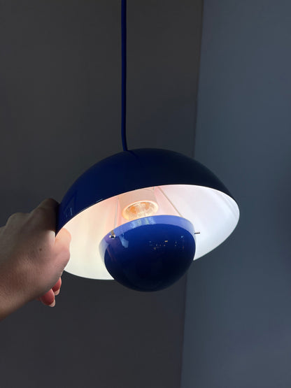 Vintage Hängelampe Flowerpot blau von Verner Panton für Louis Poulsen