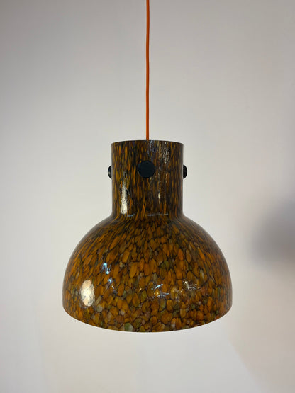 Vintage Hängelampe Millefioriglas orange von Peill und Putzler