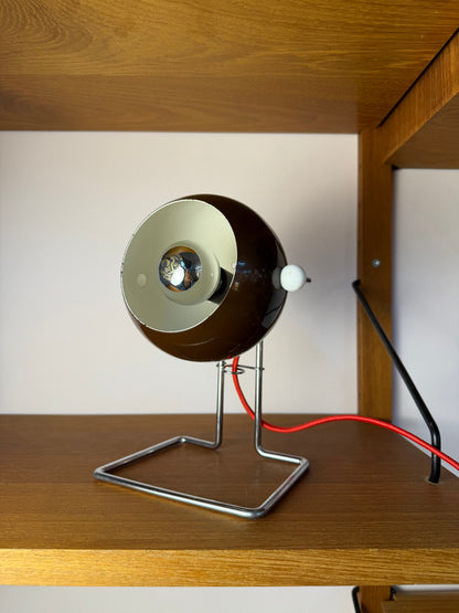 Vintage Kugel-Tischlampe aus Dänemark, Metall in Braun und Silber