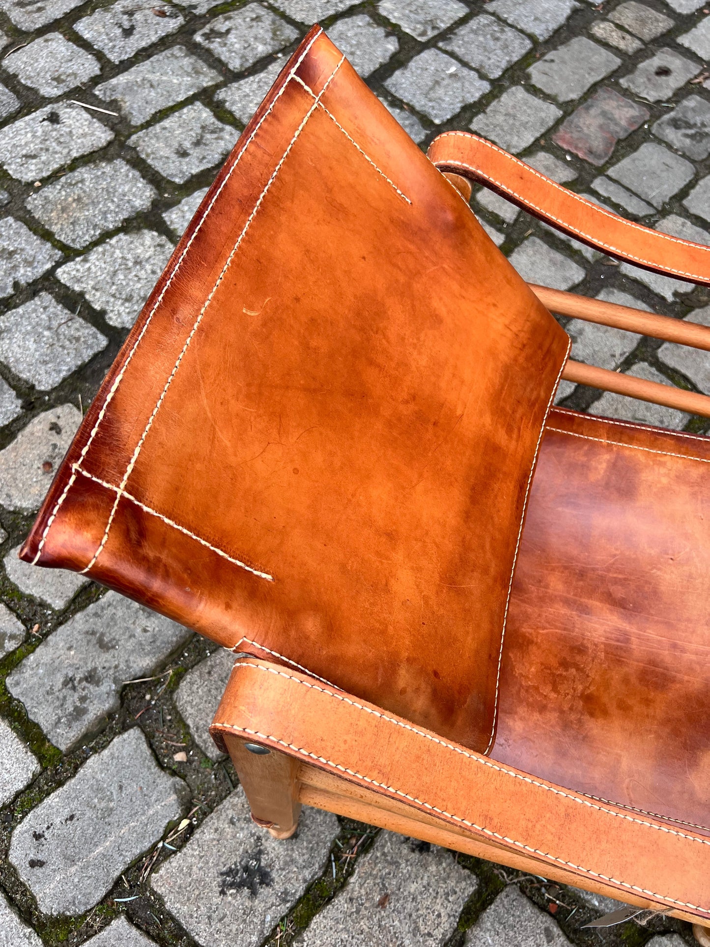 Vintage Sessel von Aage Bruun und Søn mit cognacfarbenem Lederbezug