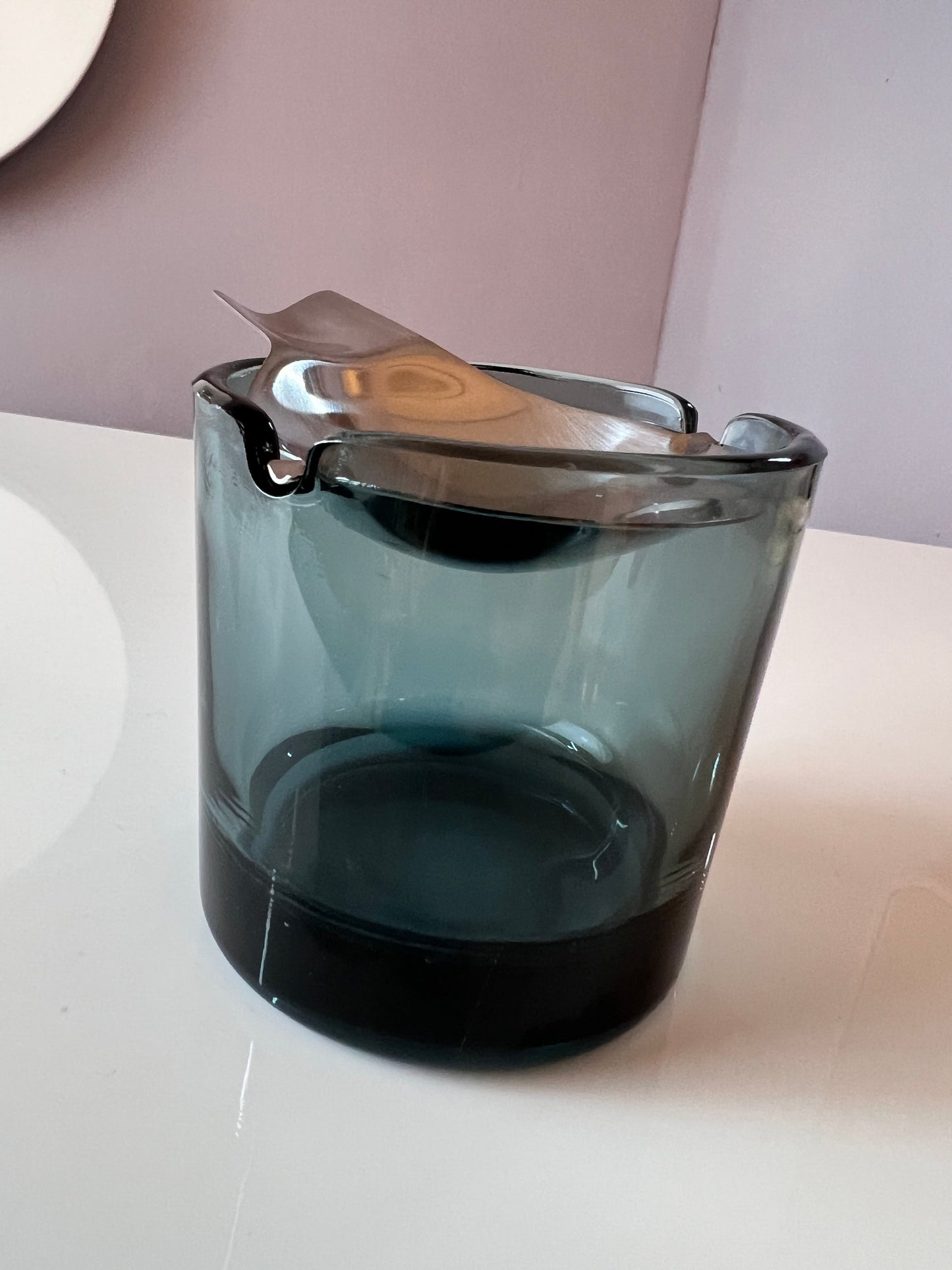 Vintage ashtray glass stainless steel by Wilhelm Wagenfeld for WMF