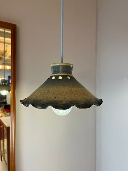 Vintage Hängelampe blau Keramik aus Dänemark