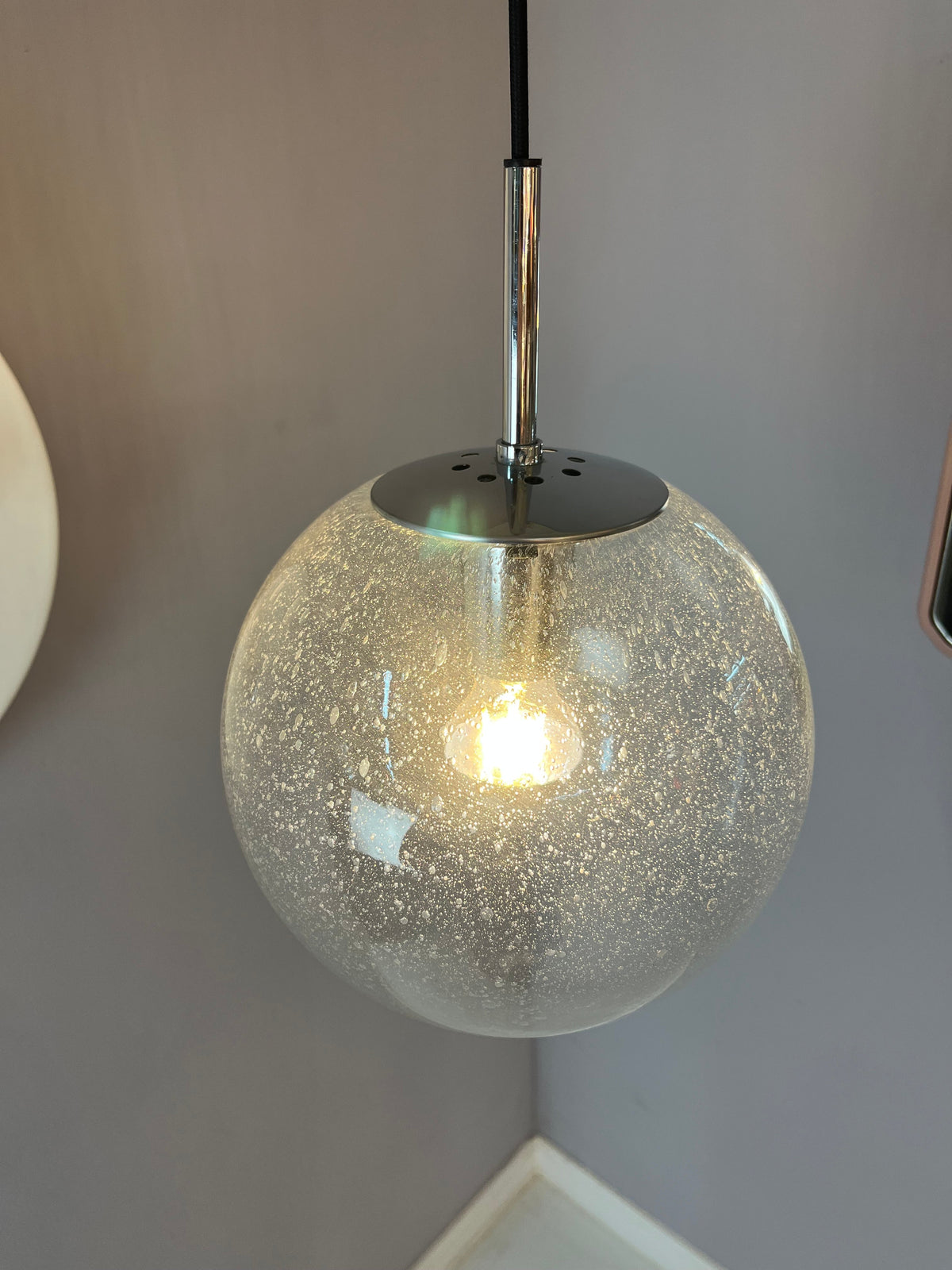 Kugellampe Einschlussglas Chrom von Glashütte Limburg