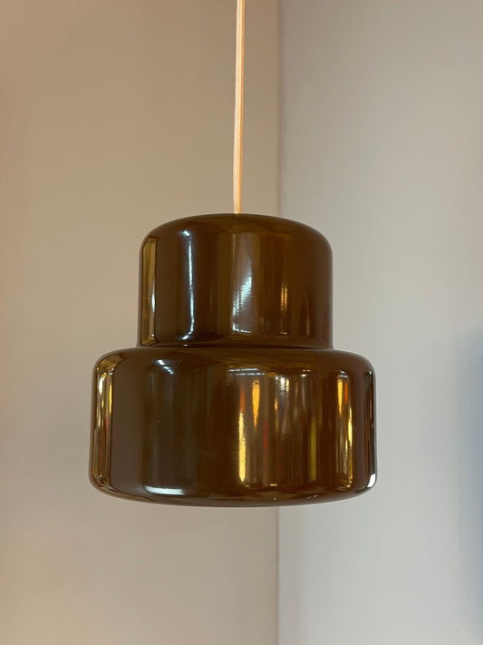 Vintage Hängelampe Poker braun von Jo Hammerborg für Fog & Mørup