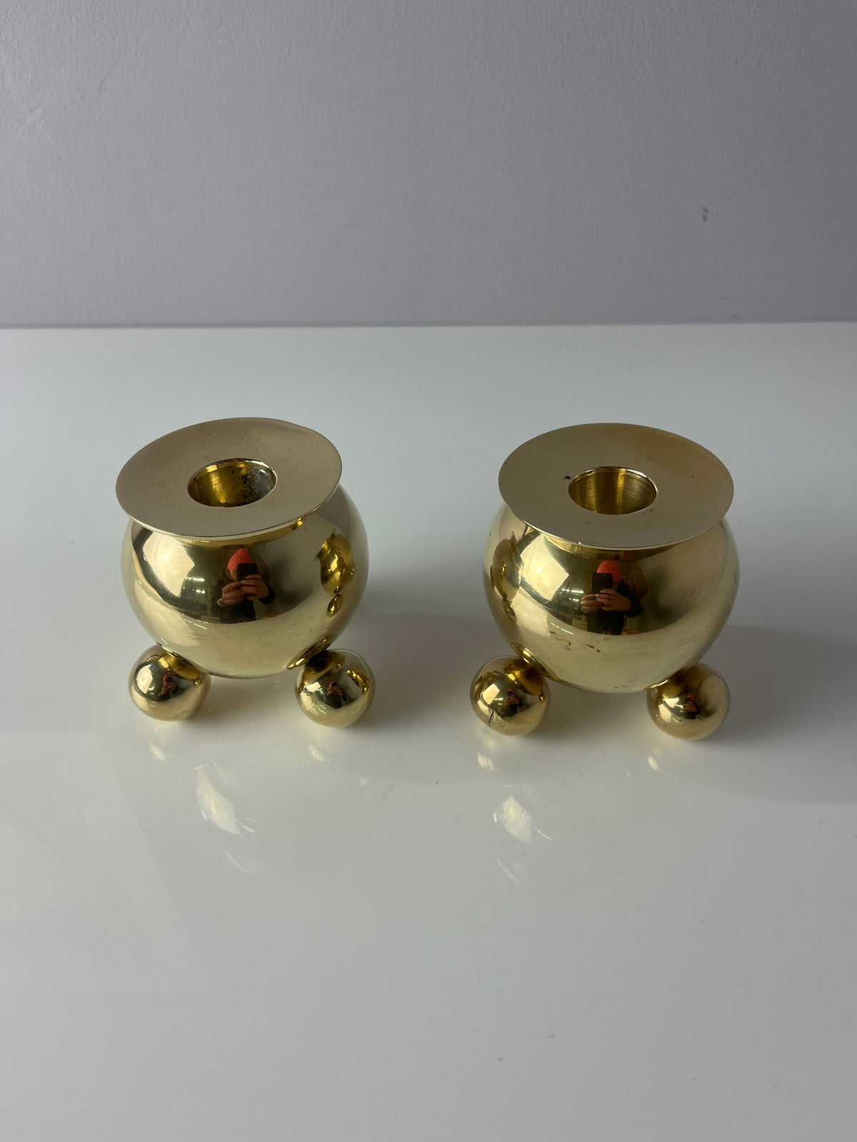 Vintage Kerzenständer Set von 2 Kugel von Gusums Bruk