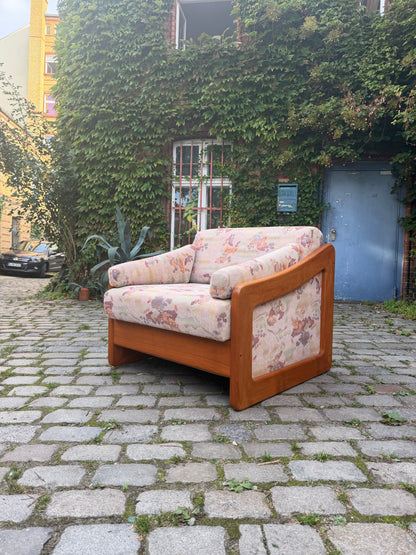 Vintage Schlafsessel Teak und Textilstoff, Dänemark
