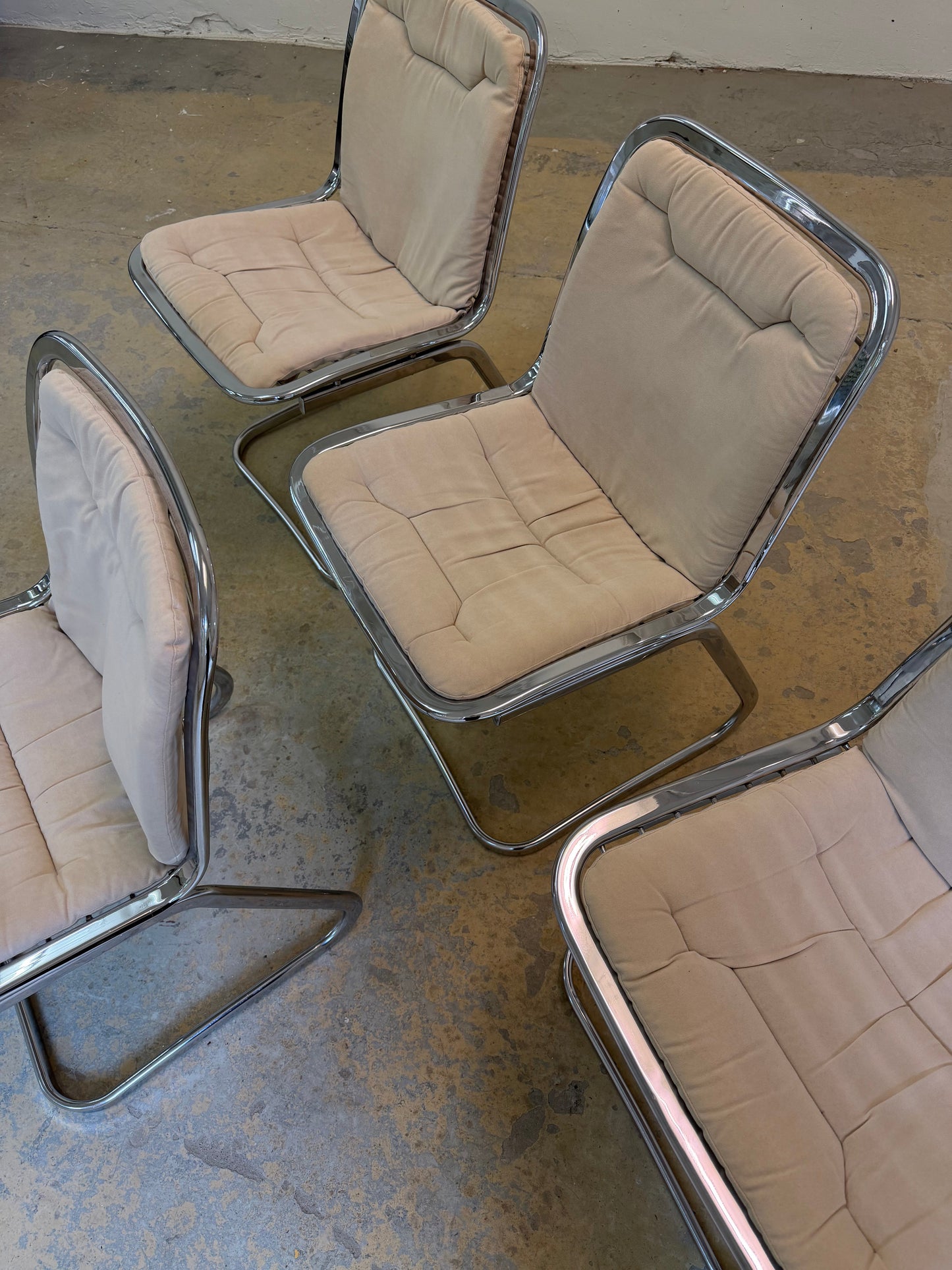 Set von 4 Vintage Freischwinger Chrom von Gastone Rinaldi für Rima
