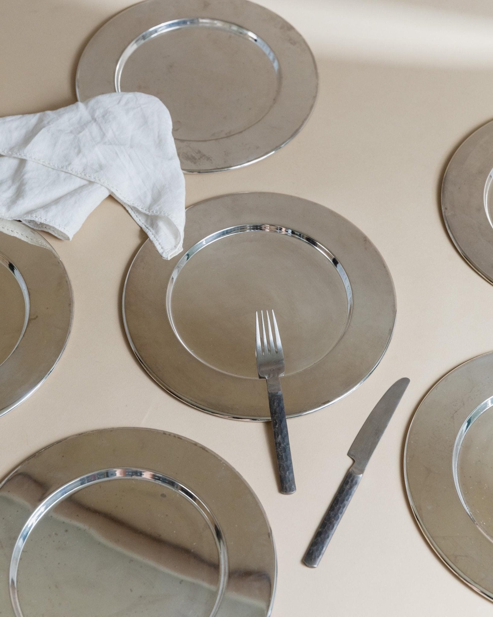 Set von 6 Vintage Unterteller Silber-Plattiert Italien 1970er