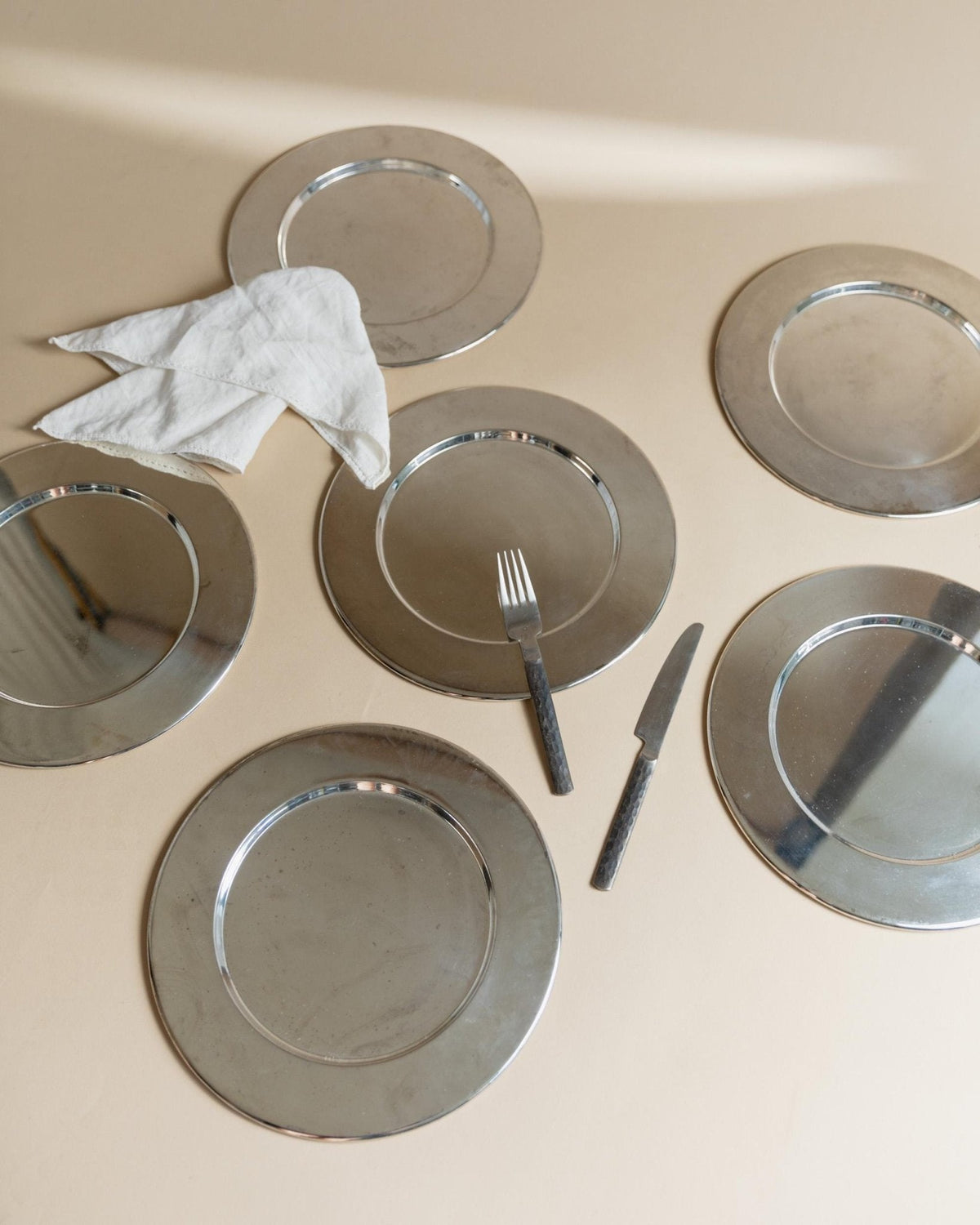 Set von 6 Vintage Unterteller Silber-Plattiert Italien 1970er