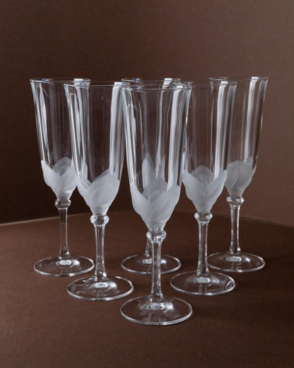 Vintage Champagne Glass Crystal by JG Durand France 1970s Set of 6