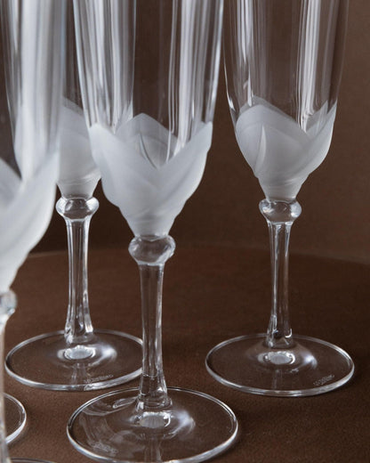 Vintage Champagne Glass Crystal by JG Durand France 1970s Set of 6