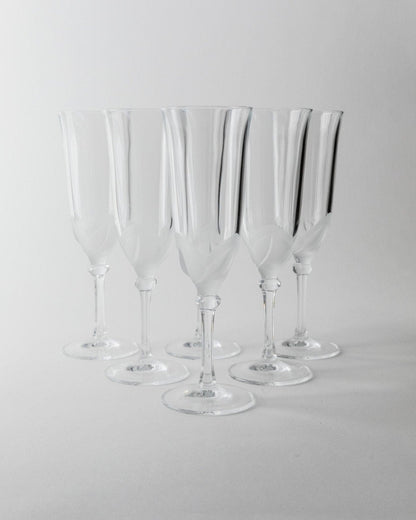 Vintage Champagne Glass Crystal by JG Durand France 1970s Set of 6