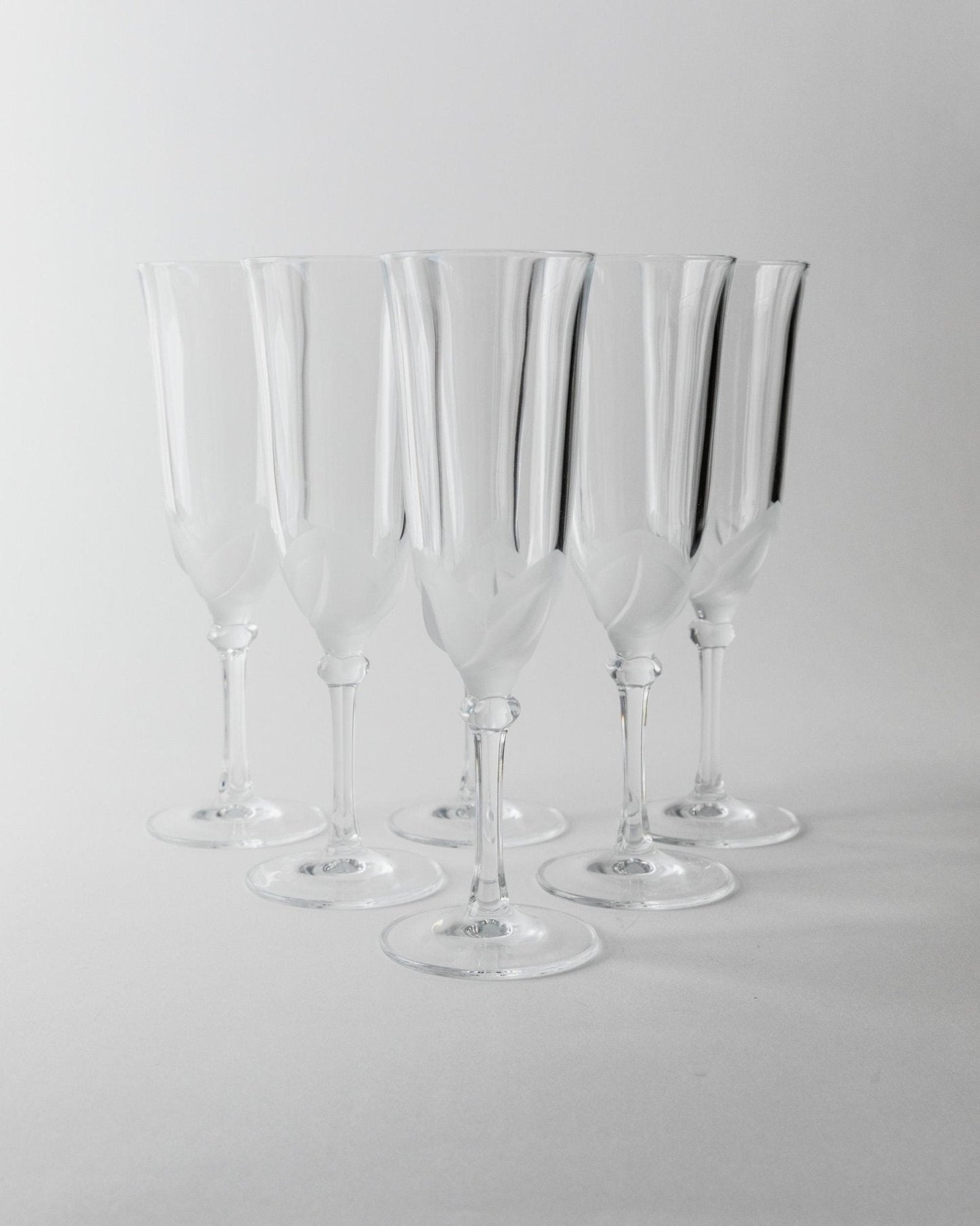 Vintage Champagnerglas Set von 6 von J.G. Durand für Durand mit mattem Blumendetail