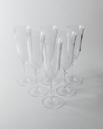 Vintage Champagne Glass Crystal by JG Durand France 1970s Set of 6