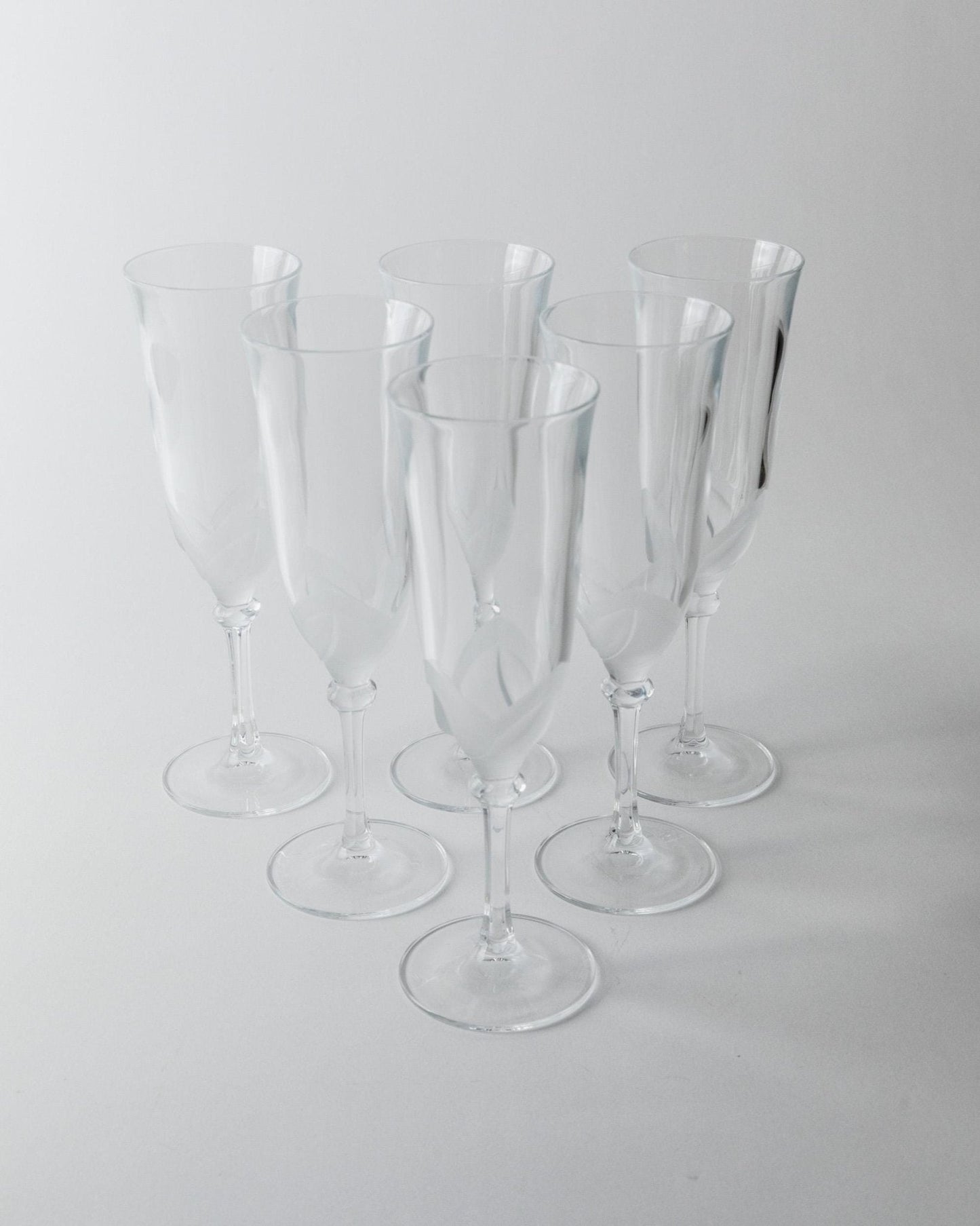 Vintage Champagnerglas Set von 6 von J.G. Durand für Durand mit mattem Blumendetail