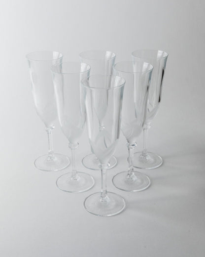 Vintage Champagnerglas Set von 6 von J.G. Durand für Durand mit mattem Blumendetail