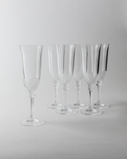 Vintage Champagne Glass Crystal by JG Durand France 1970s Set of 6