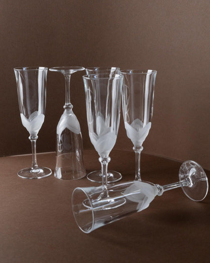 Vintage Champagne Glass Crystal by JG Durand France 1970s Set of 6