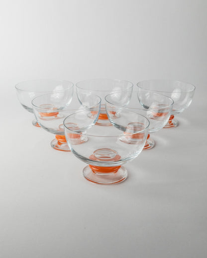 Set von 6 Vintage Trinkglas von Le Gocce, orange, Murano Glas, 1980er, Pop Art Design