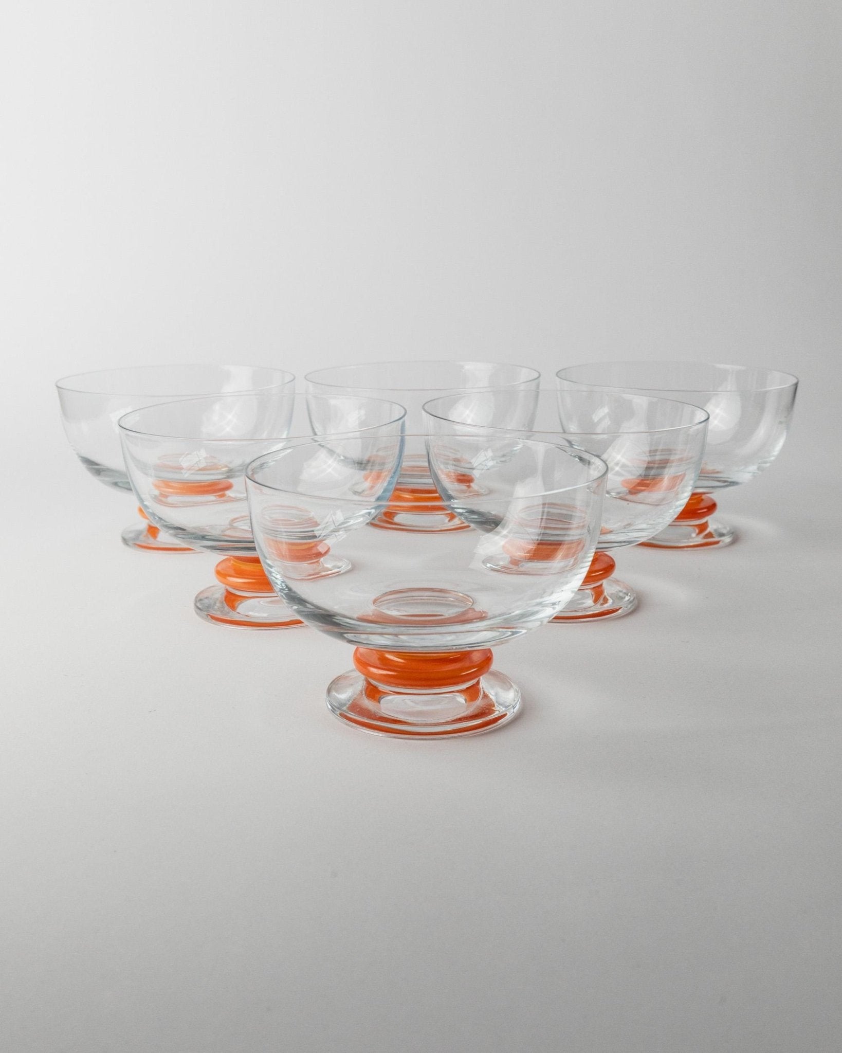 Set von 6 Vintage Trinkglas von Le Gocce, orange, Murano Glas, 1980er, Pop Art Design