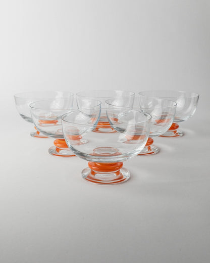 Set von 6 Vintage Trinkglas von Le Gocce, orange, Murano Glas, 1980er, Pop Art Design