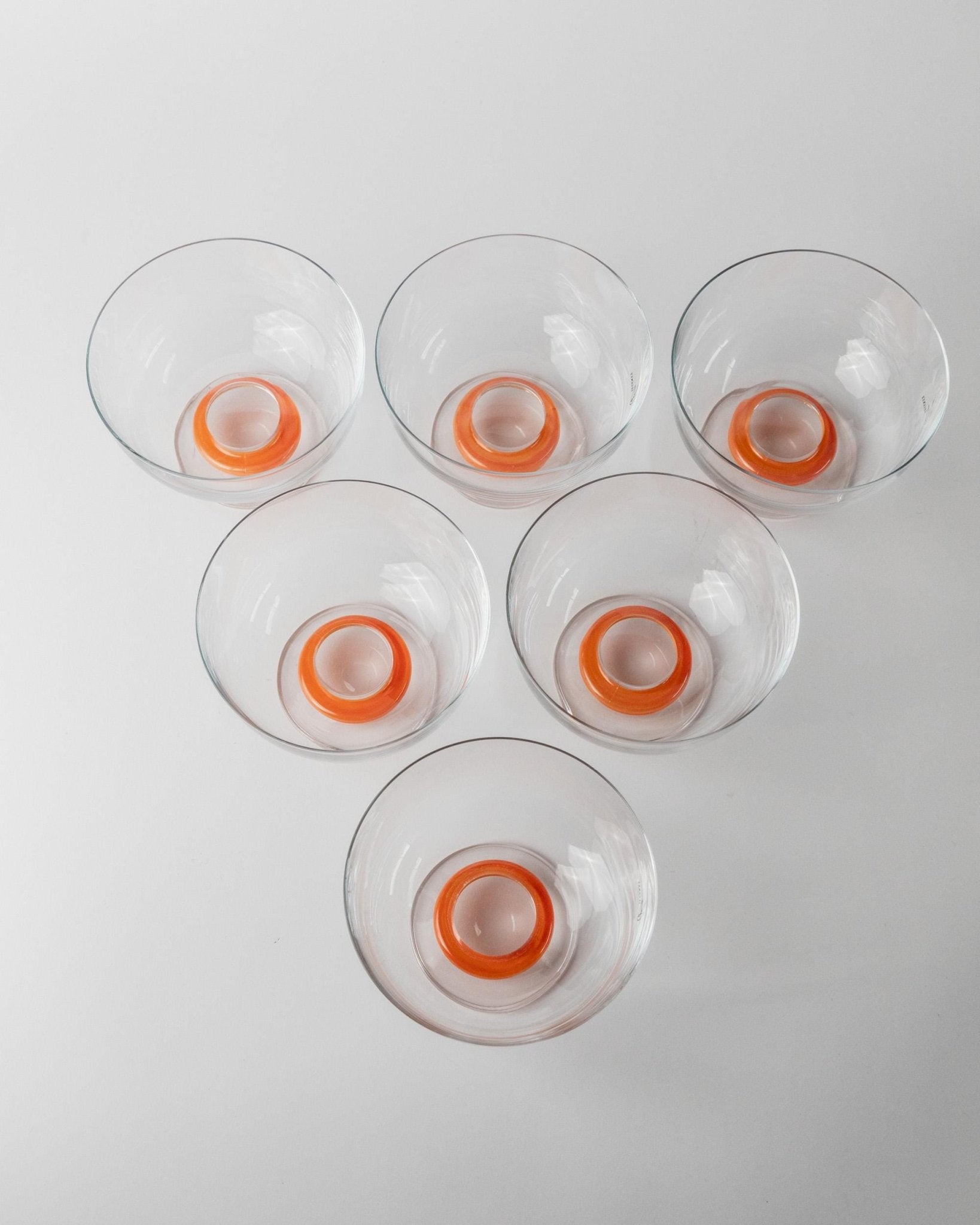 Set von 6 Vintage Trinkglas von Le Gocce, orange, Murano Glas, 1980er, Pop Art Design