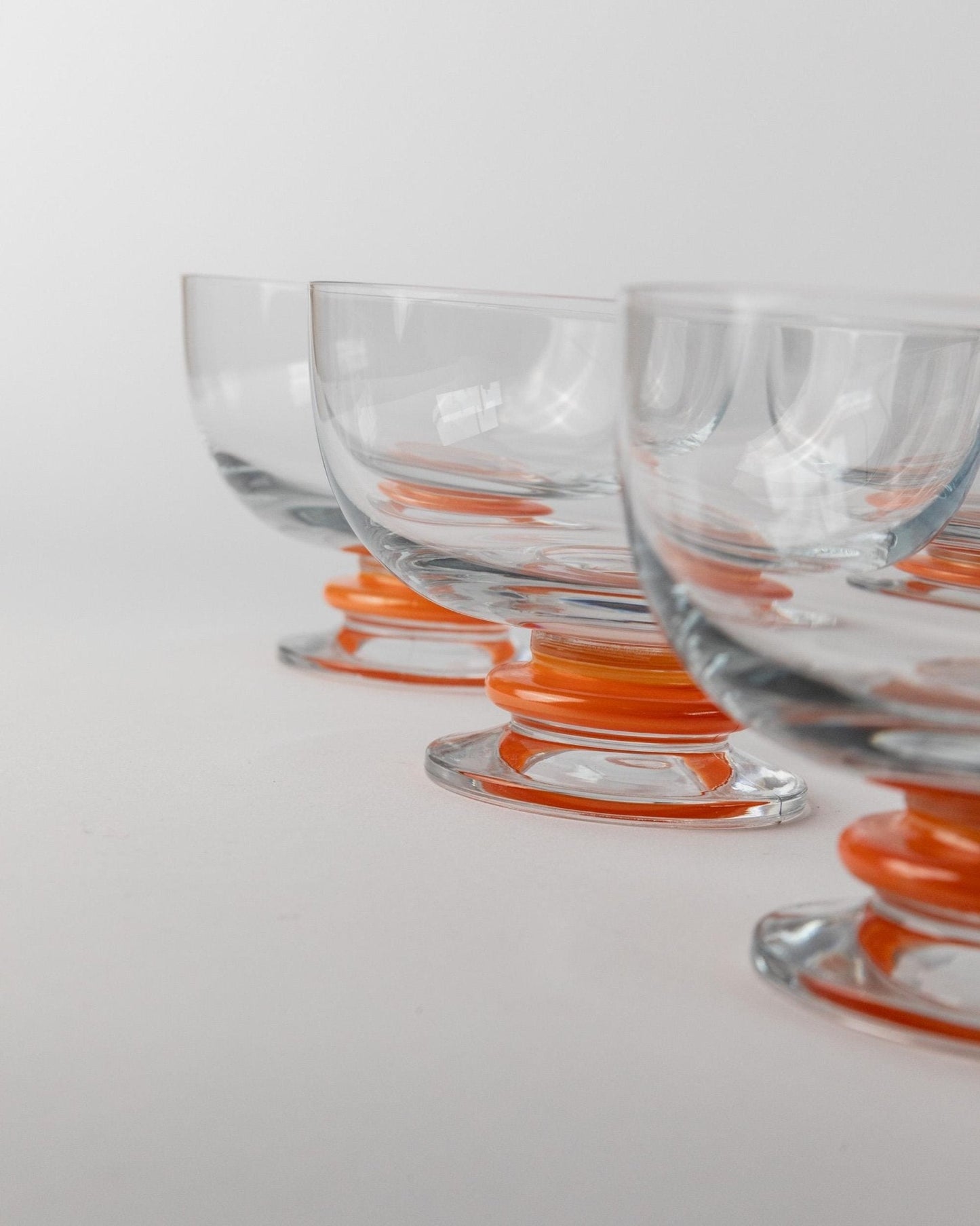 Set von 6 Vintage Trinkglas von Le Gocce, orange, Murano Glas, 1980er, Pop Art Design