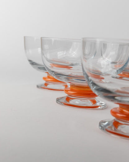 Set von 6 Vintage Trinkglas von Le Gocce, orange, Murano Glas, 1980er, Pop Art Design