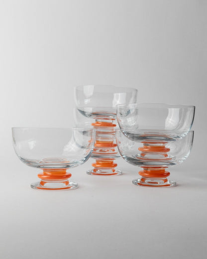 Set von 6 Vintage Trinkglas von Le Gocce, orange, Murano Glas, 1980er, Pop Art Design