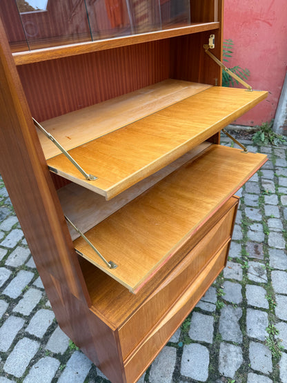 Vintage Vitrinenschrank mit Klappfächern von VEB Möbelindustrie Halle