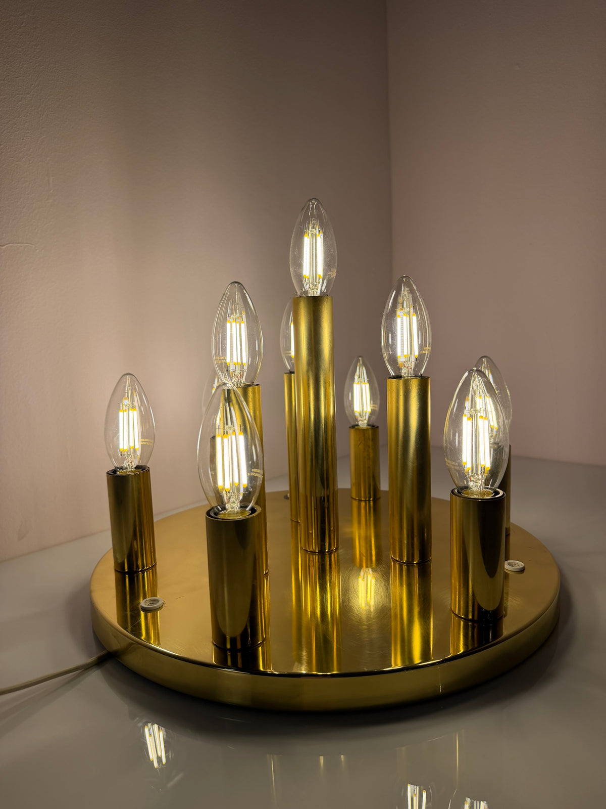 Vintage Wand- und Deckenlampe 10-flammig von Sölken, Gold