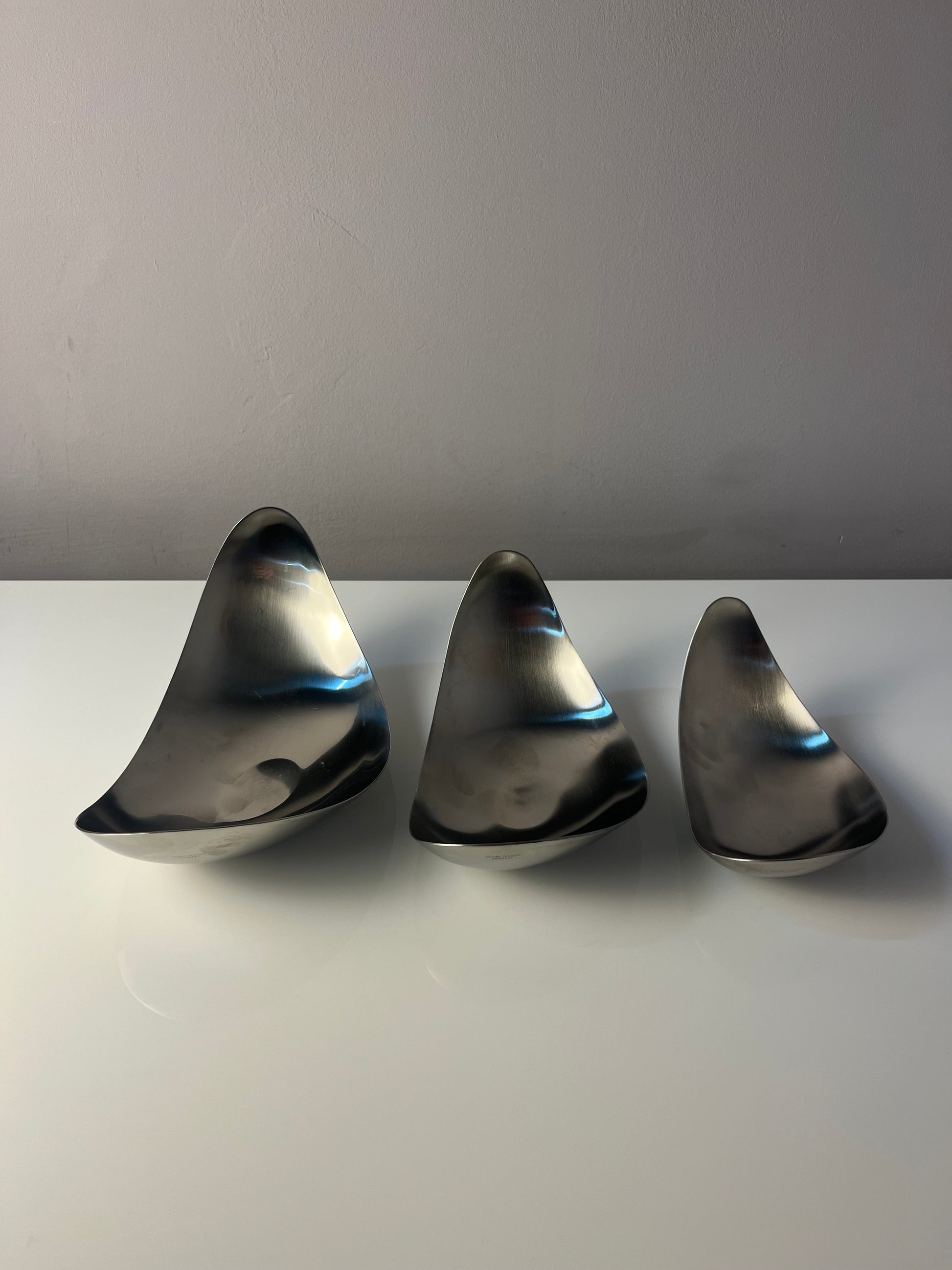 Vintage Servierschale Leaf von Helle Damkjær für Georg Jensen Set von 3