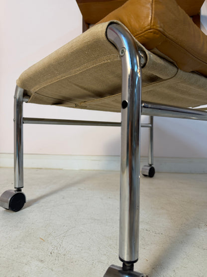 Vintage Hocker "Bore" von Noboru Nakamura für IKEA, Chrom und Leder