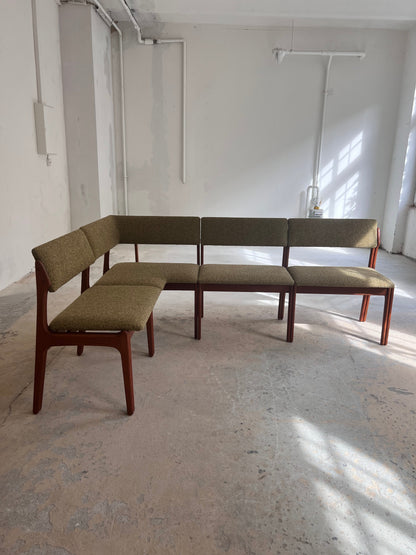 Vintage Eckbank von Erik Buch, Teak, grün neu gepolstert