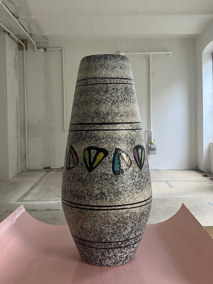 Vintage floor vase 613-60 white-grey by Bay Keramik West Germany