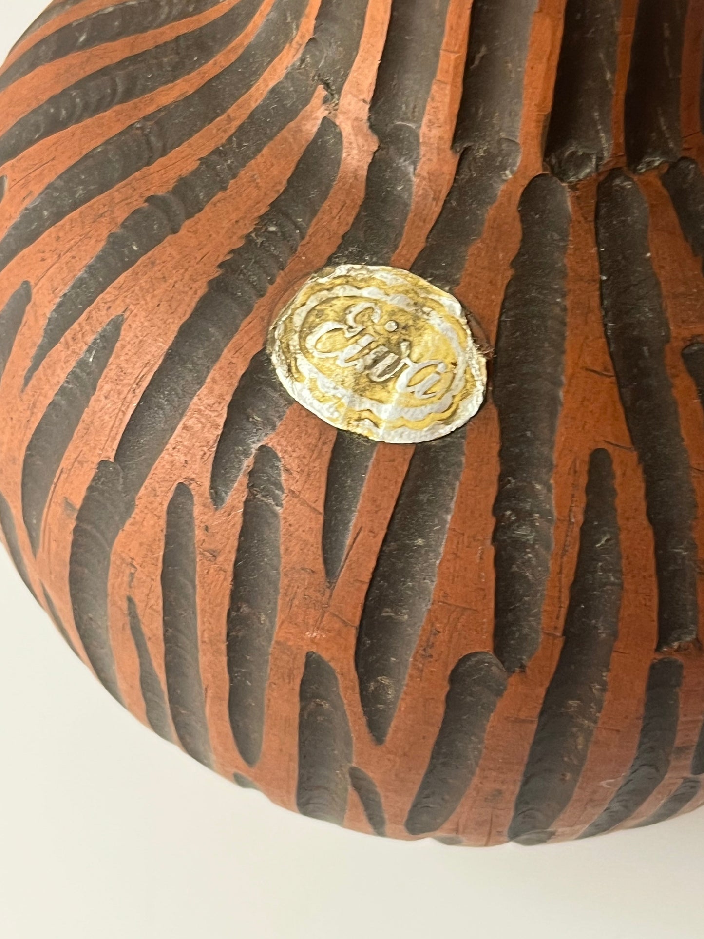 Vintage Vase Rhodos von Eiwa Keramik mit Ritzdekor Handarbeit