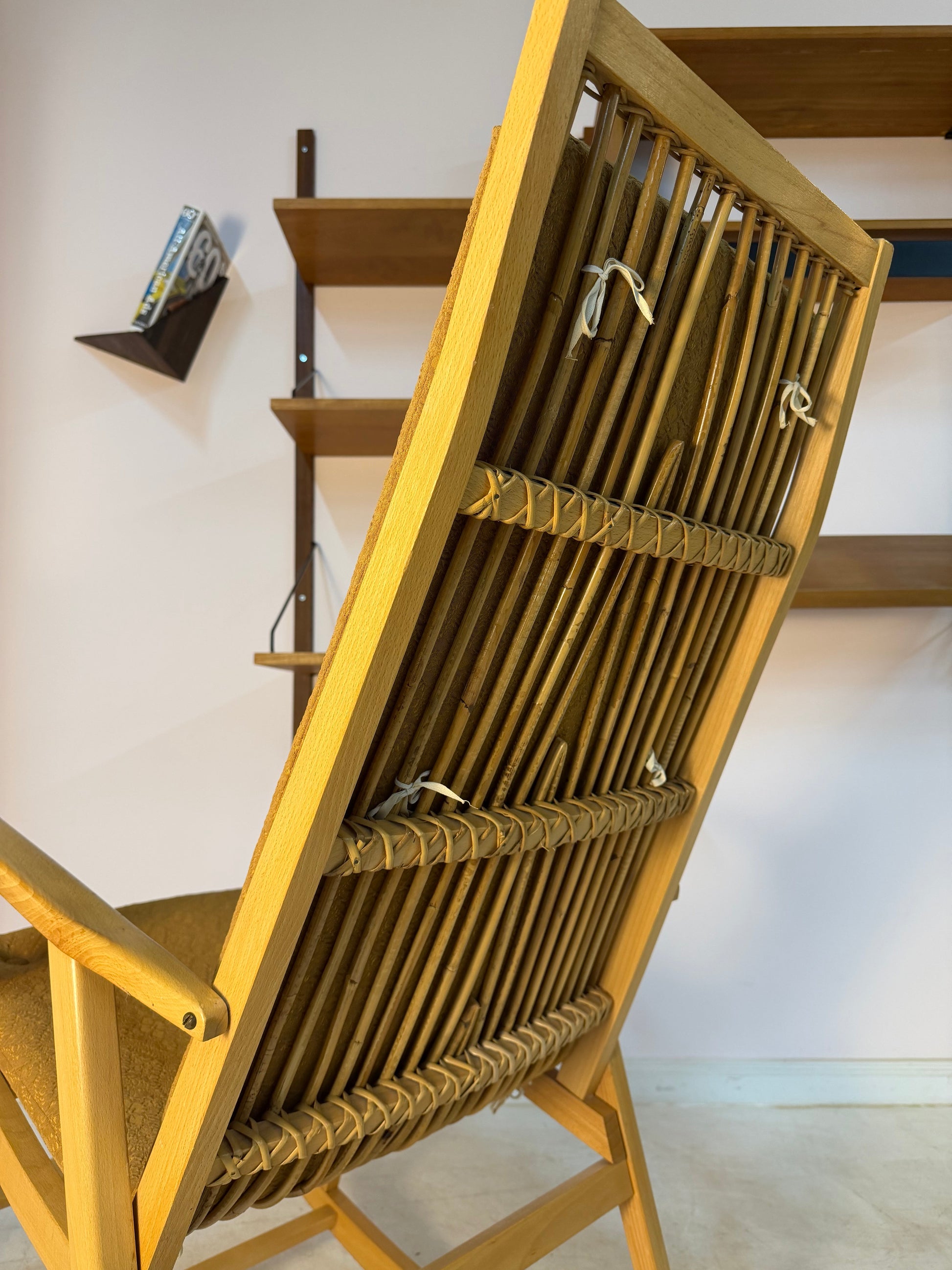 Vintage Schaukelstuhl mit Originalpolster von Selman Selmanagić für Hellerau