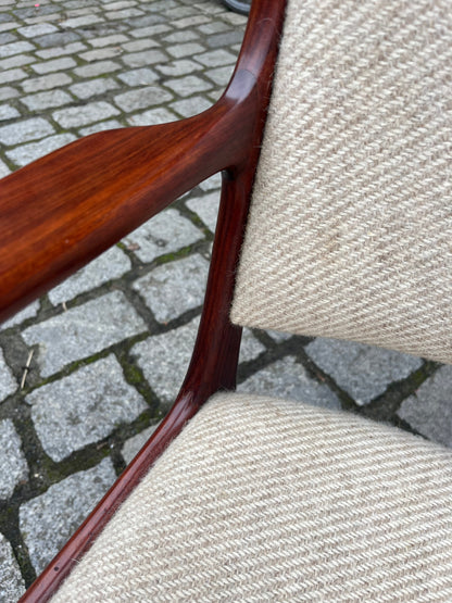 Vintage Armlehnstuhl von Johannes Andersen für Uldum Møbelfabrik mit Wollbezug