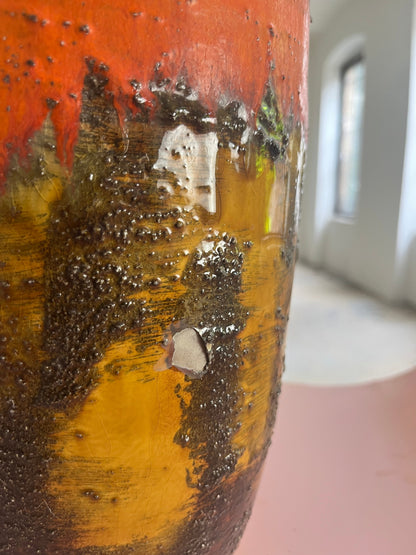 Vintage Vase 5071-38 Fat Lava orange brown by Carstens Keramik West Germany